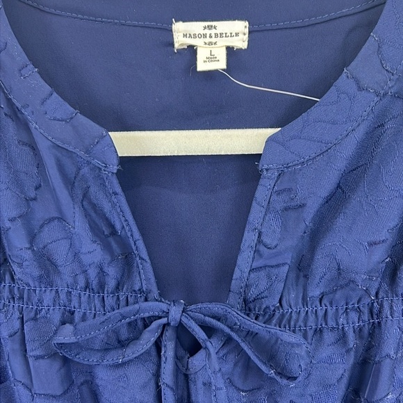 Mason & Belle Women’s Top / Blouse Sz L Navy Semi-sheer w/Lining Polyester NWT - Picture 5 of 13